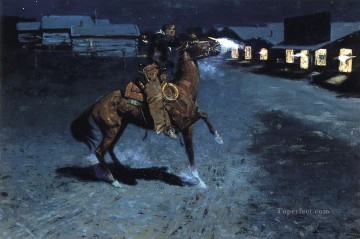An Arguement with the Town Marshall Frederic Remington cowboy Oil Paintings